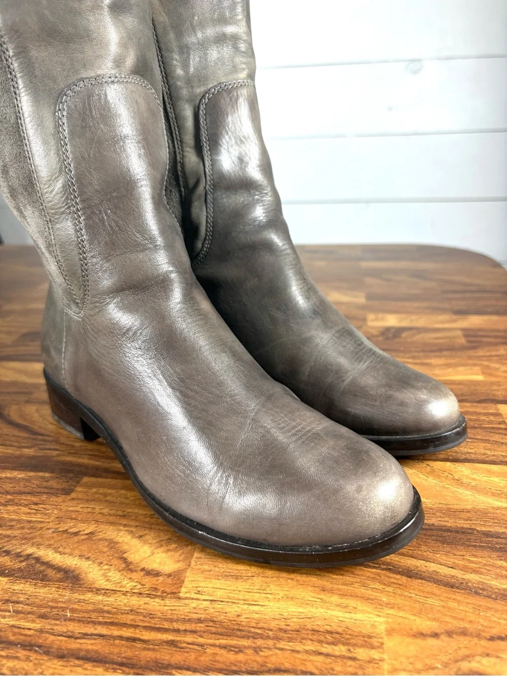Cole Haan Nike Air Leather Tall Riding Boots Womens 8.5B Gray Knee High